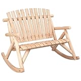 vidaXL Garten Schaukelbank 2 Sitzer, Bank mit Schaukeldesign, Sizbank mit Holzrahmen, Gartenbank Terrassenbank Holzbank, Massivholz Fichte