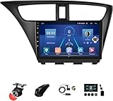 HYGZYH 9 Zoll Android 13 Dual Din Autoradio für Honda Civic Hatchback 2012-2017 Touchscreen mit Rückfahrkamera AHD Lenkradsteuerung/SWC Bluetooth Carplay GPS-Navigation.Größe:T1 [1+16G]