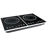 A-rival Induktionskochfeld 2 Platten – Sparsame Digital-Kochfelder, TÜV-GS, 3500W-Induktionskochplatte | Doppel-Kochfeld mit Induktion | Herdplatte, Induktionsplatte autark, Camping-Induktionsherd