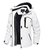 TACVASEN Damen Winddicht Rengenjacke Atmungsaktiv Fleece Winter Wanderjacke Funktion Freizeitjacke Camping White Women Jacket, Weiß, L