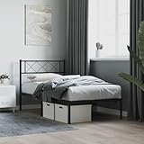 Sufrk Bettgestell mit Kopfteil Metallbett Bed Frame Bettgestell Bettrahmen Kopfteil Bett Tagesbett Metall Schwarz 90x200 cm