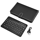 Cuifati Bluetooth-Tastatur und -Hülle, 2 in 1 Elegante Folio-Standetui-Hülle + abnehmbare 3.0-Bluetooth-Tastatur für 4,5 '-6,8' Android-, Windows- und iOS-Telefone(Schwarz)
