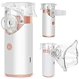 Inhalator Vernebler,Inhaliergerät für Kinder und Erwachsene,Inhalationsgerät tragbar Vernebler Set geräuscharmes Inhalator mit Mundstück,bei Erkrankungen der Atemwege,Rosa Inhaliergerät