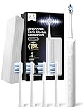 Marlincare Elektrische Zahnbürste, Schallzahnbürste für Erwachsene – 180 Tage Akku, 5 Modi, IPX8 Wasserdicht, Leise ≤55dB, USB-C, Electric Toothbrush mit 4 Bürstenköpfe & Reiseetui Weiß