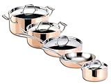Tornwald-Schmiede Kupfertöpfe: Kupfer-Töpfe und Kupfer-Pfanne, 5-teilig (Kupfer Topfset, Kupfer Kochtopf Set, Induktionskochplatte)