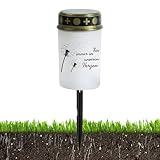 Generisch Friedhof Lampe – Wetterfeste LED Grablicht mit Pfosten | Außen Garten Weg Deko | Weiß Rot Friedhof Kerze | Trauer Kirche Gedenklicht für Zuhause Hof