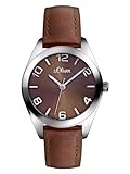 s.Oliver Damen-Armbanduhr XS Analog Quarz Leder SO-2770-LQ, braun
