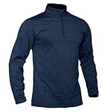 TACVASEN Herren Sweatshirt Fleece Pullver Ohne Kapuze Longsleeve Winter Herbst Funktionsshirt Männer (XL, Marineblau)