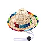 Lustiger Hund Sombrero Hut, Verstellbare Chihuahua Cosplay Cap, mexikanisches Party-Kostüm, Kleidung Dekoration für Haustier Hunde Geburtstag Weihnachten und Halloween