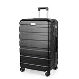 TAN.TOMI Koffer Groß, Reisekoffer Hartschalenkoffer, Koffer & Trolley mit Passwortsperre, Hartschale Suitcase mit 4 Rollen(Schwarz)