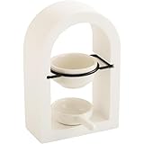 Tubayia Ätherische Ölbrenner Teelicht Kerzenhalter Hauswarming Geschenkduftwärmer Kerze Schmelze Brenner Öl Diffusor für Spa Hotel (Weiß und Schwarz)