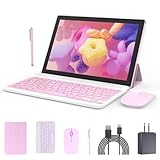 Android 14 Tablet 10 Zoll, neueste 2-in-1-Tablets mit Tastatur/Maus/Hülle/Stylus, 8 GB RAM + 64 GB ROM/Erweitern 1 TB, 1,8 GHz Quad-Core-Prozessor, 1280 x 800 IPS HD-Touchscreen, 8 MP Kamera, 6000 mAh
