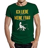 RAHMENLOS Original T-Shirt für Angler und Fischer: Ich Liebe Meine Frau., Grün, XL