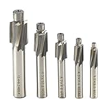 BIGP 5 Stück Senker Schaftfräser, Flachsenkersatz, Cutter Slot Bohrer CNC Drehfräser Set Werkzeug M3 M4 M5 M6 M8 4 Flöten HSS-AL für Kupfer, aluminium, stahl, gusseisen (Grau)