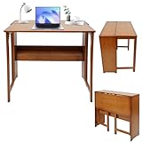 DHQCQL Klappbarer Schreibtisch Klappschreibtisch, Sekretär Schreibtisch mit Regal, Faltbar Computertisch Klein Arbeitstisch Klappbar für Home Office, Platzsparend, 83 * 54 * 76cm (Bräune)