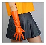BJTYHT Schnürehandelhoves Damenmode breite Hülse PU-Leder-Handschuh Dame Club Leistung Formale Partei Leder orange Farbe Handschuh 50cm (Color : 40cm)