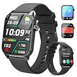 TRAUSI Smart Watches für Damen Herren, 1,8 Zoll HD Smartwatch mit 120 Sportmodi, Herzfrequenz/Schlafmonitor, IP67 Wasserdicht, Bluetooth Anruf & Musiksteuerung für iPhone/Android (Schwarz)
