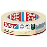 tesa Malerband CLASSIC - Abdeckband zum Abkleben bei Malerarbeiten - lösungsmittelfrei, rückstandslos entfernbar - 50 m x 30 mm