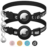 2er Pack kompatibel mit Airtag Katzenhalsband mit Glocke,Reflektierend GPS Tracker Katze kompatibel mit Apple Airtag Hülle,Personalisiert kompatibel mit Airtag Halsband Katze mit Sicherheitsverschluss