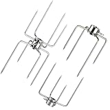 BUYGOO 3 Stück Fleischklammer für Drehspieß, 1 Doppel-Fleischklammer, 2 Vierzinken-Spieße, Fleischnadeln für Grillspieß Edelstahl, für 12 mm Sechseckige, 8–10 mm Quadratische & 13 mm Runde Grillspieße