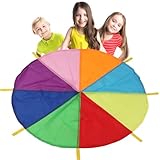 Generisch Regenbogen Schwungtuch Mit Griffen – Mehrfarbiges Spielzelt Mit Griffen, Outdoor-Rasenspiele, Picknickdeckenmatte, Gymnastik-Fallschirm Für Outdoor-Spiele – 2 Meter