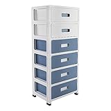 Kommode Organizer mit 6 Schubladen und Rollen Schubladen aus Kunststoff Rollcontainer mit Schubladen Schubladenbox aus Kunststoff Rollschrank für Kosmetika, Teeservice, Handwerksartikel 35*26*83.5cm