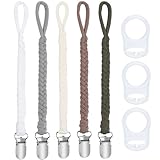 ABirdon Schnullerkette Baby,5 Stück Schnullerketten Clips mit 3 Stück Silikonring, passend für alle Schnullerkette, Babyzähne, Lätzchen, Dreieckstuch, Sauger