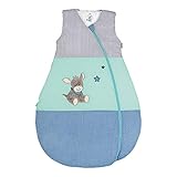 Sterntaler Funktionsschlafsack für Kleinkinder, Esel Emmi, Ganzjährig, Wärmeregulierung, Reißverschluss, 70 cm, Blau/Mehrfarbig