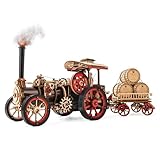 ROKR 3D Holzpuzzle Auto Modell Erwachsene Oldtimer - Dampftraktor Dampflokomotive Dampfloks-STEM Schreibtischdekoration Geschenk für Männer Frauen