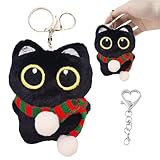 Nymora Süße Katze Schlüsselanhänger mit lustigem Quietschen für Frauen - Kawaii Auto-Schlüsselanhänger und Anhänger für Geldbörsen/Rucksäcke - Weihnachts