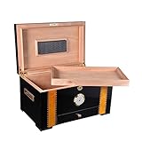 Zigarrenschrank mit Luftbefeuchter und Hygrometer, eleganter Zedernholz, Luxus-Humidor für Club – doppellagige Desktop-Zigarren-Box, Reise-Aufbewahrungstasche für Männer