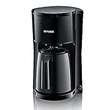 SEVERIN Filterkaffeemaschine mit Thermokanne, Kaffeemaschine für bis zu 8 Tassen, ansprechende Filtermaschine mit Isolierkanne, schwarz, 1 Liter, KA 9306