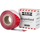 Absperrband rot-weiß, 500 m x 70 mm, GRIP Eventbasics LDPE, Absperrband im Abrollkarton, Flatterband nicht klebend