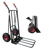 Ravendo Profi Sackkarre klappbar Transportkarre 250kg mit Easy-Tip-Funktion (Easy-Tip für leichtes Kippen und 50% Gewichtsbelastung, hochwertiges Luftrad, zusätzliche Ladefläche) schwarz, sehr robust