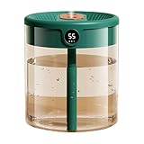 Raumbefeuchter 2L tragbarer Dual-Düsen-Feuchtigkeitsdiffusor mit Nachtlicht, kühlem Nebel, Digitalanzeige für Auto-Babyzimmer Luftbefeuchter(Green)