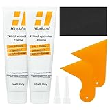 Hinrichs 500g Spachtelmasse Weiß - Wandreparaturpaste – Set aus 2x Instant Repair Paste 250g, 2x Wandspachtel, 2x Tüllen & Schleifpapier - Löcher Wand füllen Weiß - Lochfüller Kit