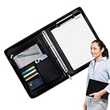 Generisch Leder-Padfolio, Reise-Organizer-Tasche für Tablet, Business-Folio-Organizer mit A4-Notizblock, Lebenslauf-Mappe, A4-Dokumentenmappe, Notizblock-Padfolio für Männer und Frauen