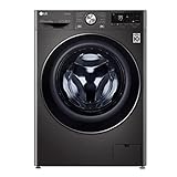 LG F4WV708P2BA, Klasse A, Frontlader-Waschmaschine 8 Kg, Wi-Fi, AI Direct Drive, Tiefenreinigung mit Dampf, TurboWash 360°, Größere Kapazität, Außentür aus gehärtetem Glas, 60 x 56.5 x 85 cm - Black