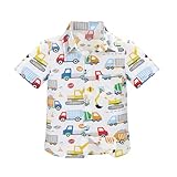 Hawaii-Hemd für Kleinkinder, Jungen, kurzärmelig, Button-Down-T-Shirt, kleiner Junge, Strandkleidung, bedruckt, Aloha-Oberteile, 1–7 Jahre, Lkw, 5-6 Jahre