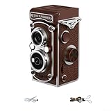 Yuanpgky Retro-Digitalkamera, Vintage-TLR-Kamera mit Taillen-Sucher, 1080P FHD-Video, 12 MP, Autofokus, Vlogging-Kameras mit Filter, 16 GB Karte für Anfänger (braun)