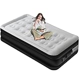 Panana Einzel Luftbett, Aufblasbares Luftmatratze mit eingebauter Pumpe, Aufblasbares Bett Matratze mit beflockter Oberseite, Aufbewahrungstasche für Camping Hause Gästebett