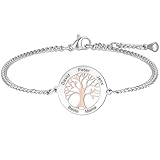 TMT Personalisiertes Lebensbaum Armband mit Gravur (silber & rose-gold) Mutter Tochter Armband mit Namen Tree of Life Personalisierte Geschenke Beste Mama Geschenk Armband personalisiert Damen