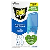 Raid Essentials 2x Lichtfalle Nachfüller für Fliegen, Fruchtfliegen und Motten, Ohne Insektizide, 24/7 Schutz vor fliegenden Insekten, Lichtfalle für den Innenbereich, 2er Pack