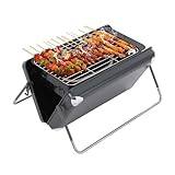 Barbecue, Tragbarer Grill mit Holzkohlebehälter Grill Gasbrenner Faltbar 2-in-1 Tragbarer Campinggrill für Camping Outdoor Reisen Picknick