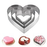 Anicy 3 Stück Herzbackform Herzform Backform - Backform Herz Tortenring, Edelstahl Kuchenform Herz für Kuchendekoration Kekse Backzubehör Sandwichkuchen, Tortenring Hoch 4.5cm, Durchmesser 10/15/20cm