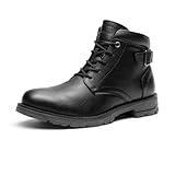 Bruno Marc Herren Motorrad Combat Schnürstiefel mit Reißverschluss und bequemem Fußbett,Size 44,Schwarz,BMEMAB2502