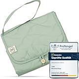 Jubi® Wickelauflage Mint aus Biobaumwolle und ÖkoTex Polyester - Wickelunterlage für unterwegs mit Platz für 4 Windeln & Feuchttücher