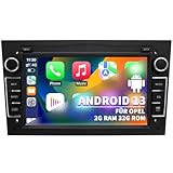 Autoradio für Opel Astra Corsa Zafira, Android 13 System 2G+32GB mit GPS-Navigation CarPlay Android Auto WLAN Bluetooth MirrorLink, 7-Zoll-Touchscreen FM-Radio Lenkradsteuerung, Schwarz