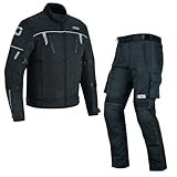 BOSmoto Motorradkombi Textil 2-teilig mit CE Protektoren – Motorradjacke und Motorradhose für Herren,Wasserdichte Motorradjacke mit Hose,Herren Motorradkombi Textil (BLACK, XL)