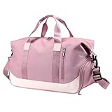 Sporttaschen Reisetasche für Damen Herren, Tasche für Sport Yoga Reisen, wasserdichte Trainingstasche mit Schuhfach/Nass-Trockenfach, Weekender Tasche Duffel Bags für Gym Wandern Urlaub (Rosa)